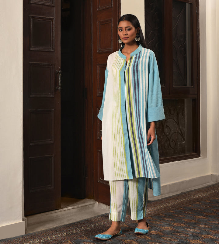 Raass Striped Flawless Handwoven Cotton Kurta with Pant Set
