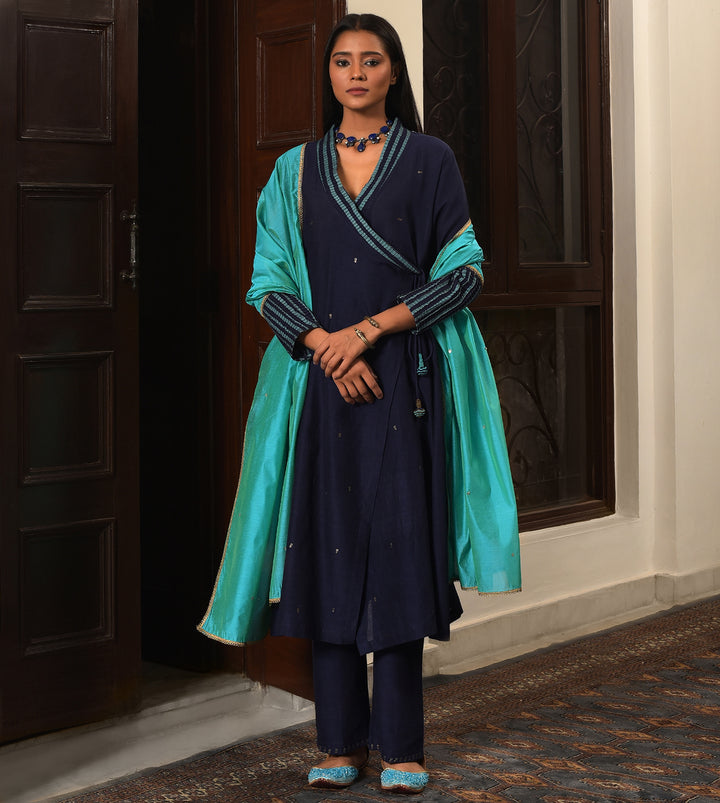 Raass Midnight Grace Embellished Handwoven Cotton Anarkali Set