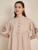 Beige Latte Stripes Cotton Kurta Set
