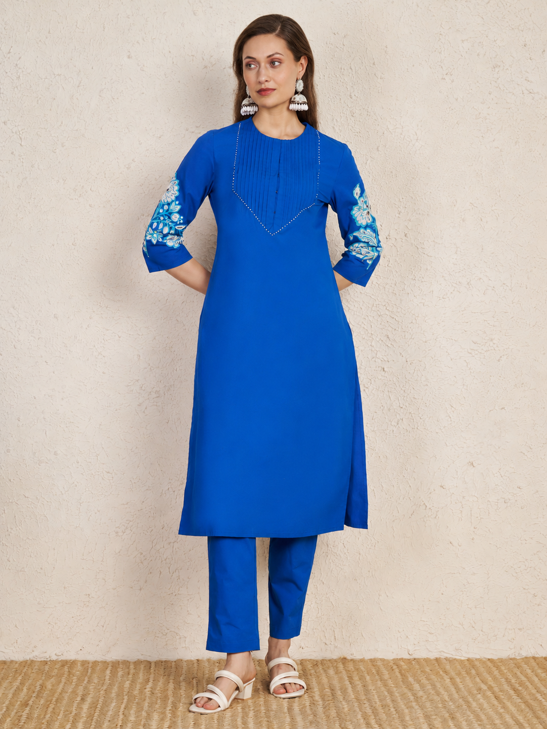 Cobalt Blue Cotton Kurta Set