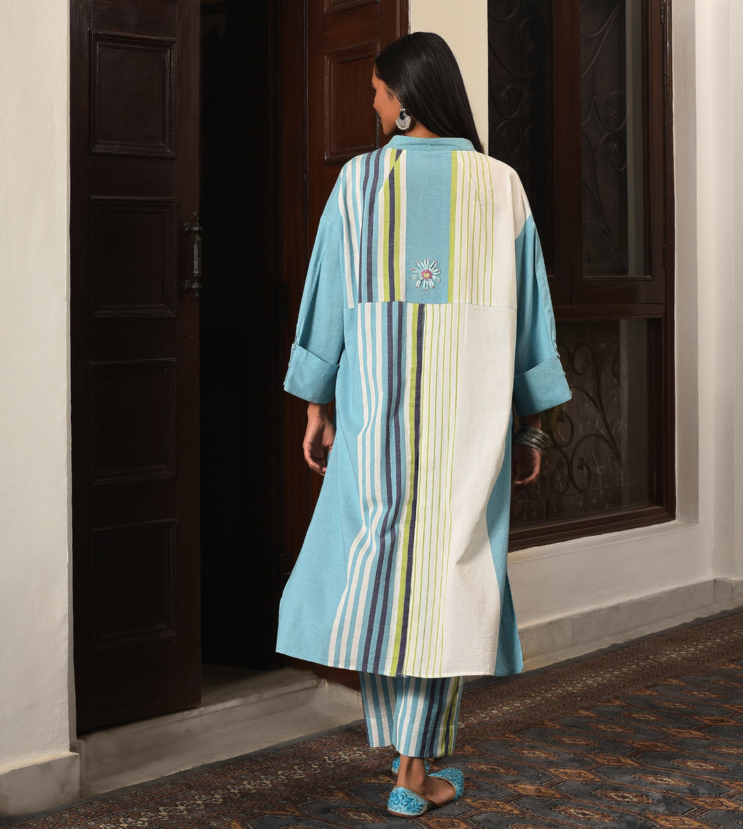 Raass Striped Flawless Handwoven Cotton Kurta with Pant Set