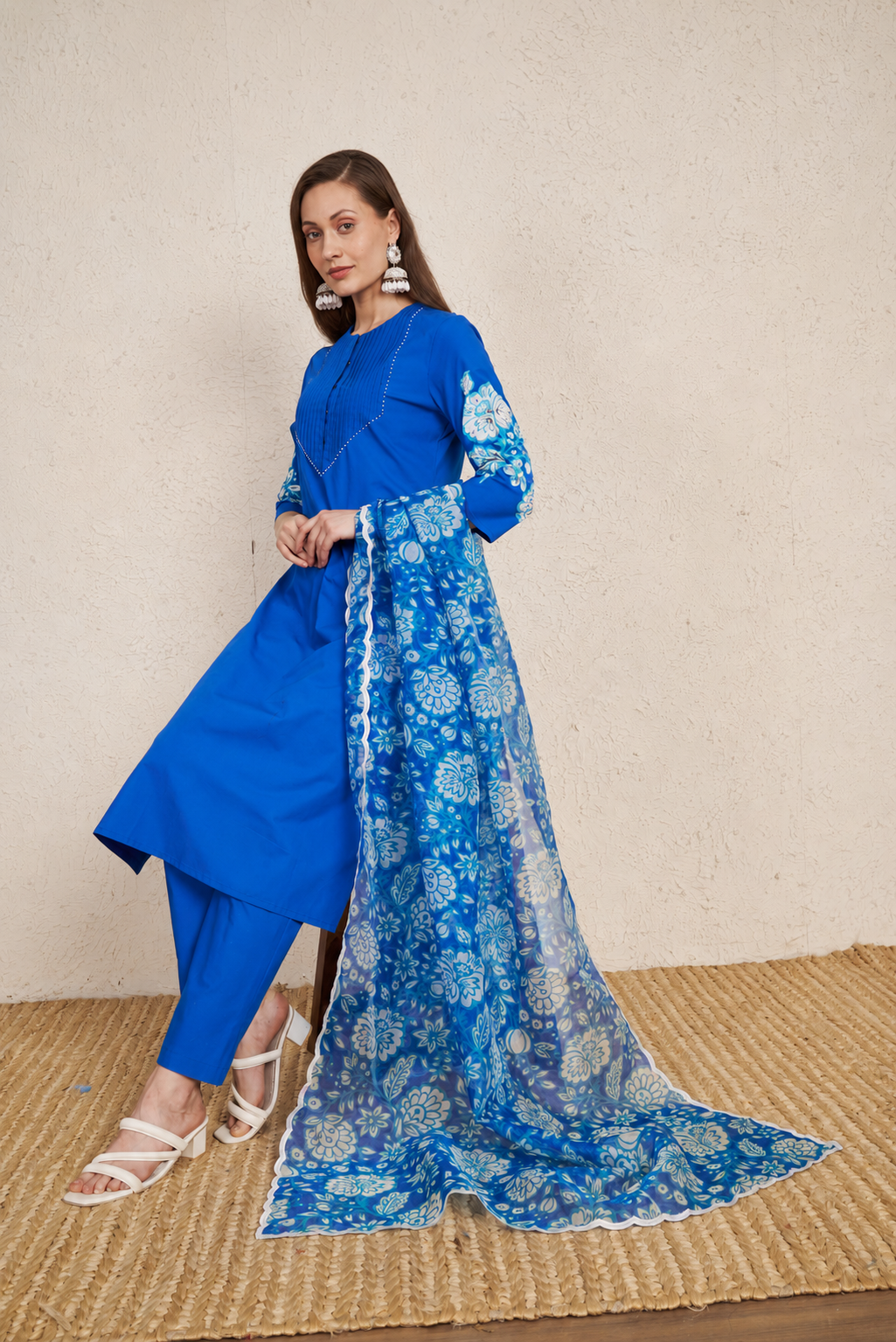 Cobalt Blue Cotton Kurta Set