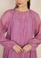 Lavender Chanderi Loose Kurta with Silk Hand Embroidery