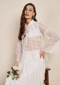 White Lace Top & Flared Skirt