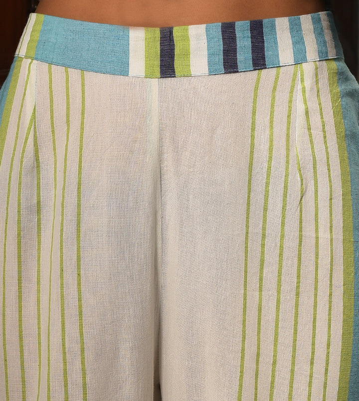 Raass Striped Flawless Handwoven Cotton Kurta with Pant Set