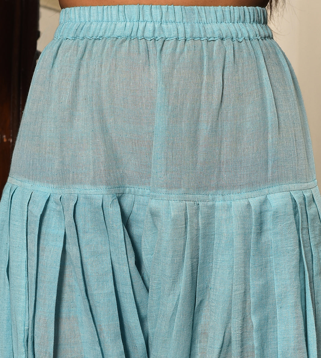 Raass Sky Blue Grid Pattern Handwoven Cotton Kurta and Salwar Set