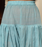 Raass Sky Blue Grid Pattern Handwoven Cotton Kurta and Salwar Set