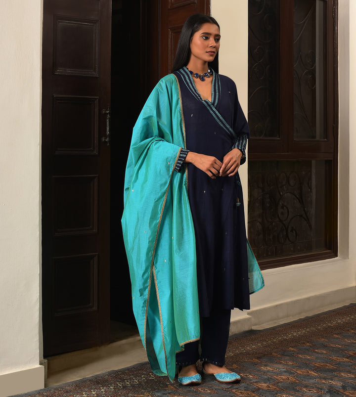 Raass Midnight Grace Embellished Handwoven Cotton Anarkali Set