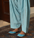 Raass Sky Blue Grid Pattern Handwoven Cotton Kurta and Salwar Set