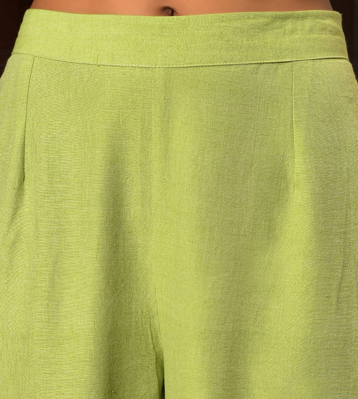 Raass Pastel Meadow Pleated A-Line Handwoven Cotton Kurta Set