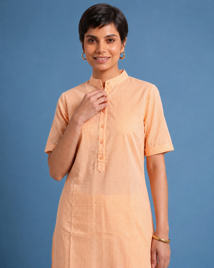 Orange Bar Cotton Kurta