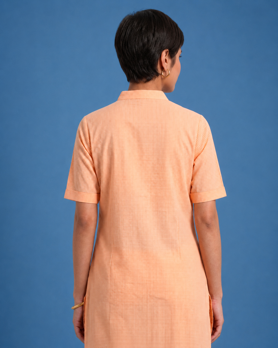 Orange Bar Cotton Kurta