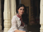 Schiffli Cotton Kurta Set with Multicolored Tassel Dupatta