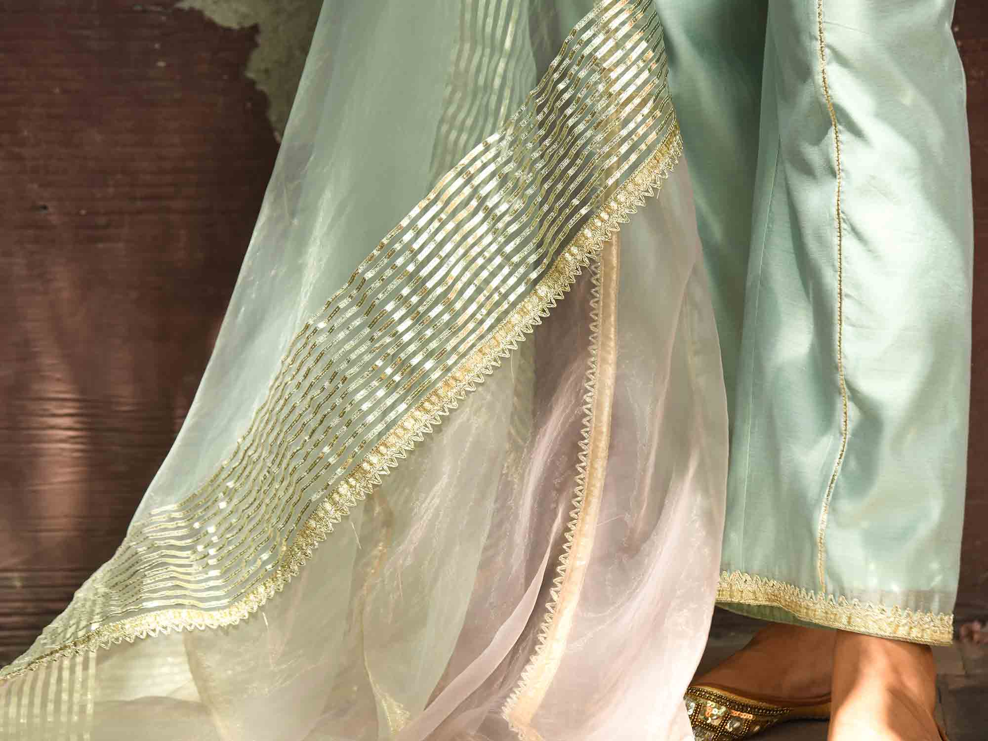 Pastel Mint  Georgette Short Kurti Set