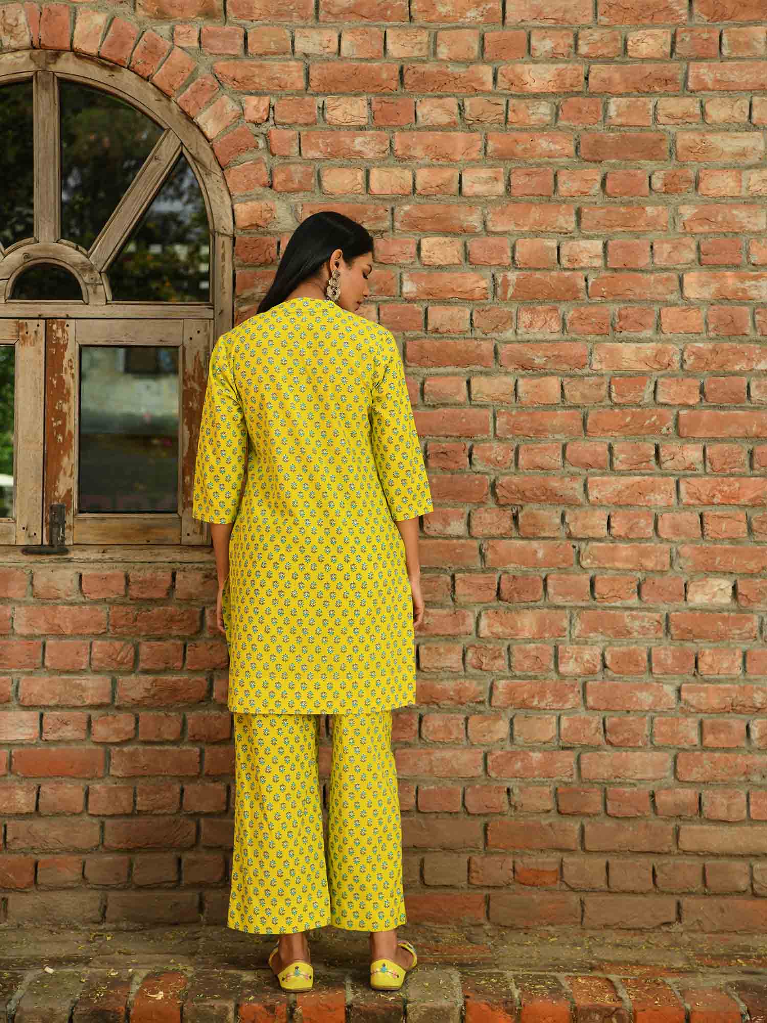 Lime Green Short Kurti Set