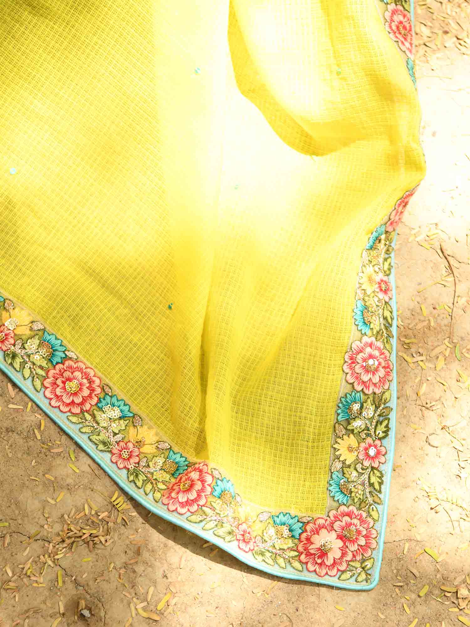 Lime Green Short Kurti Set