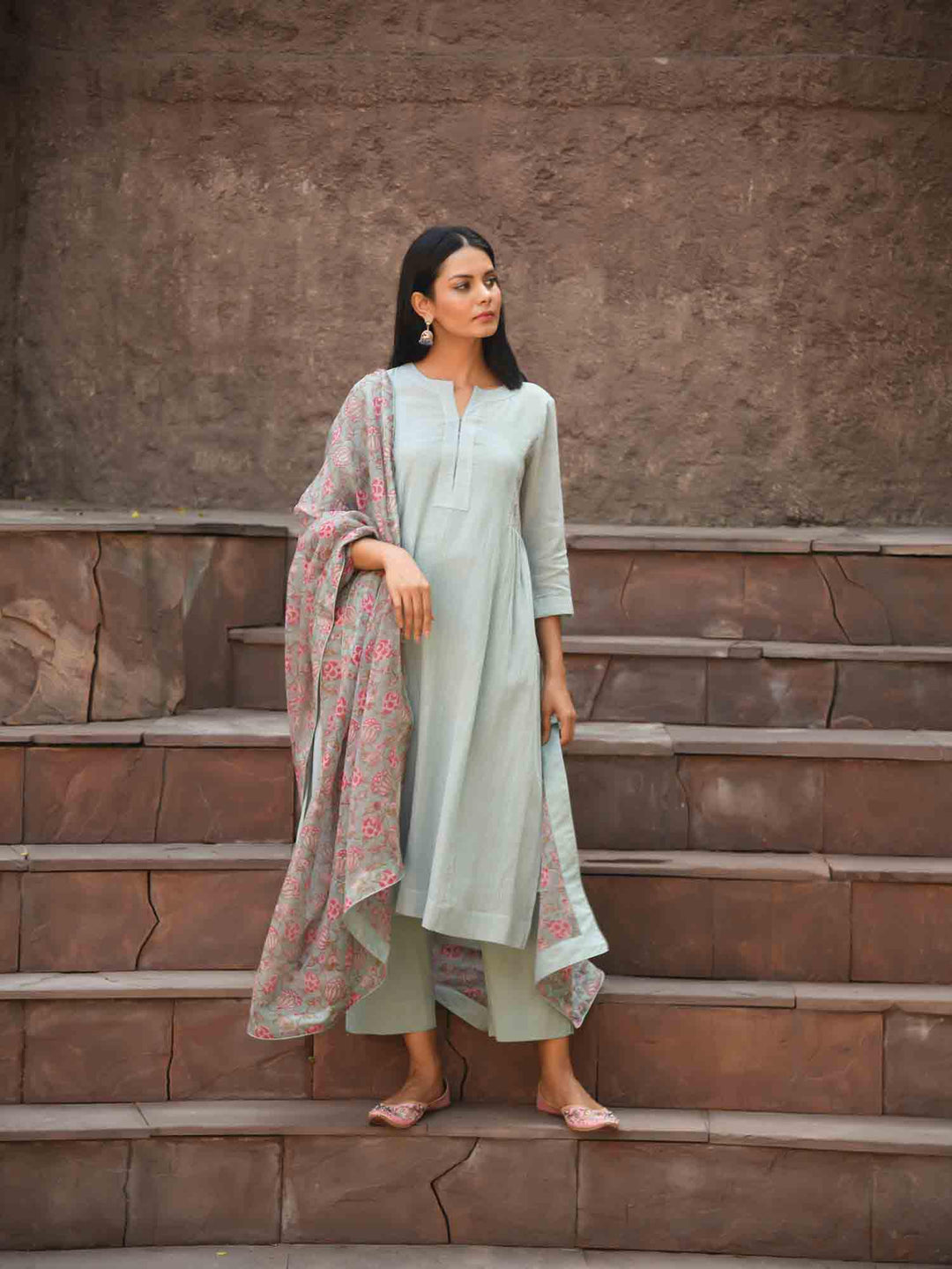 Drool on the Cool cotton kurta pant & dupatta set