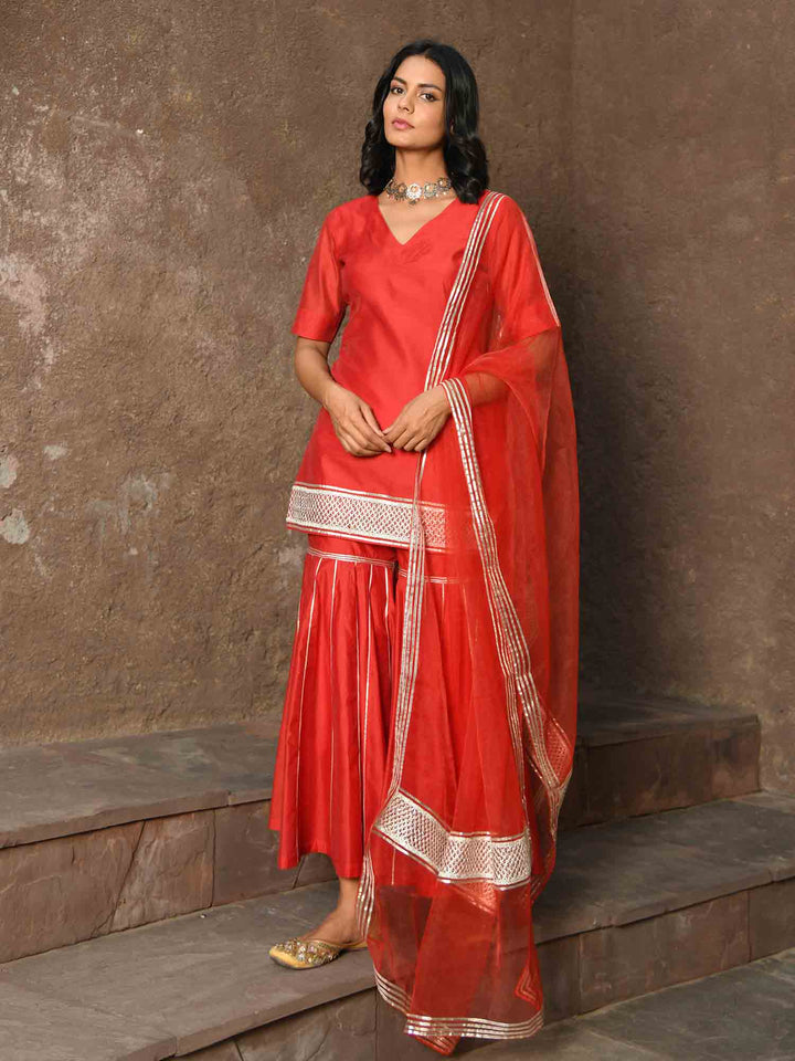 Auspicious Red Sharara Set