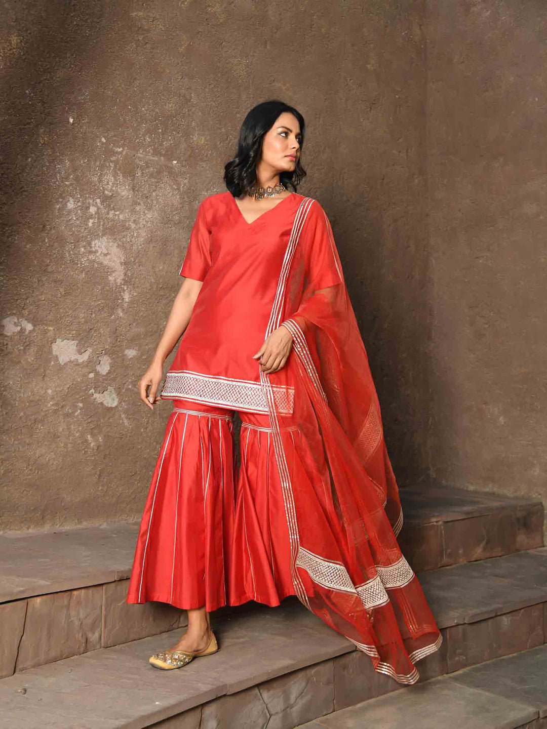 Auspicious Red Sharara Set