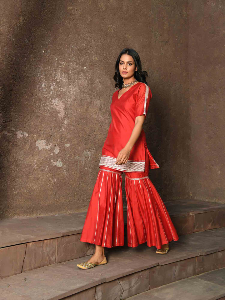 Auspicious Red Sharara Set