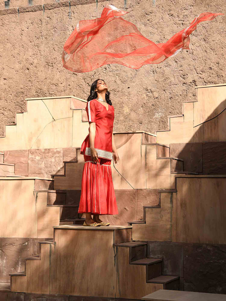 Auspicious Red Sharara Set