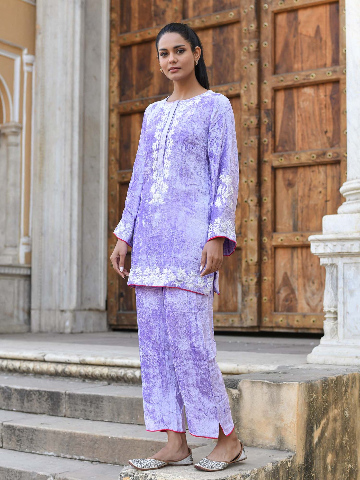 Cover Girl Mauve Kurta Pant & Dupatta Set