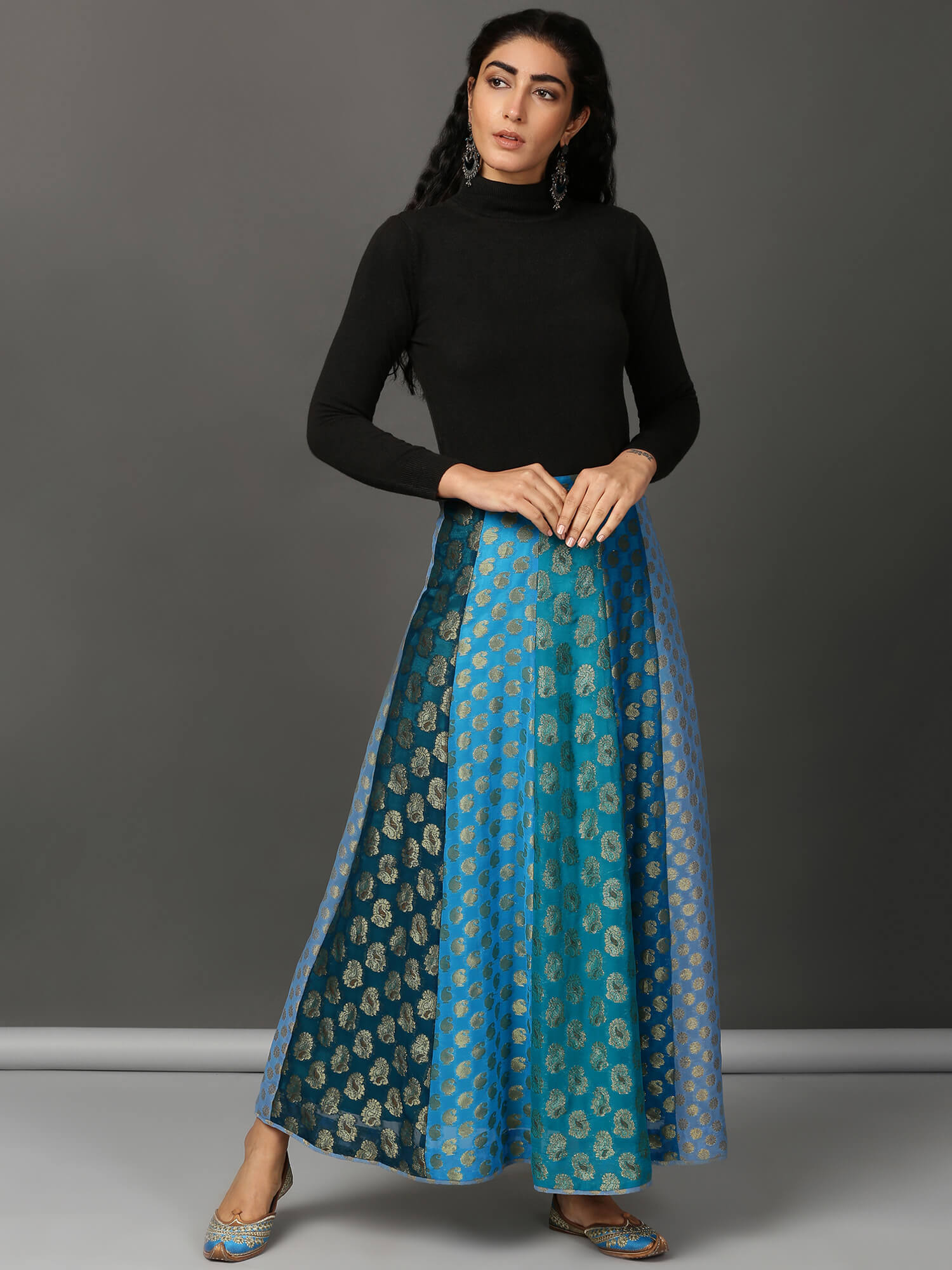 Jacquard Panelled Skirt