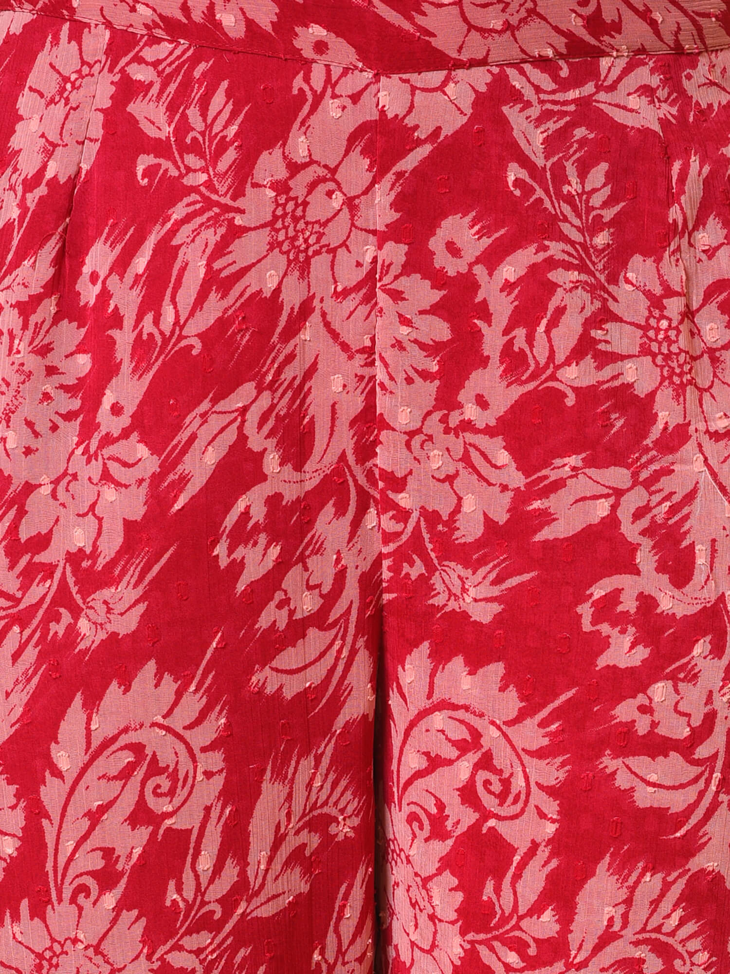 Raspberry & Wine Printed Kurta, Pant & Dupatta Set
