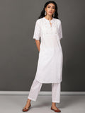 White Schiffly Kurta & Salwar Set