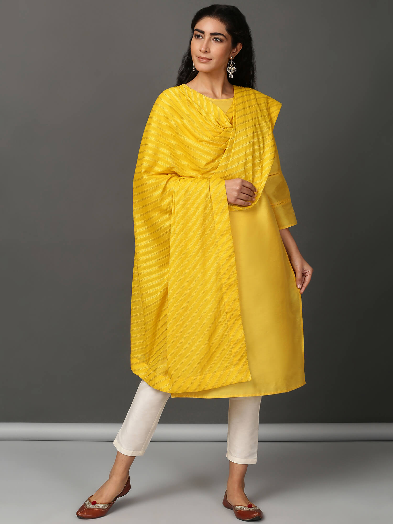 Art Silk Straight Kurta, Pants & Dupatta Set