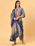 True and not so blue in the chanderi kurta pant and dupatta