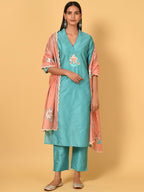 Let’s Toast Art Silk Kurta, Pant & Dupatta Set