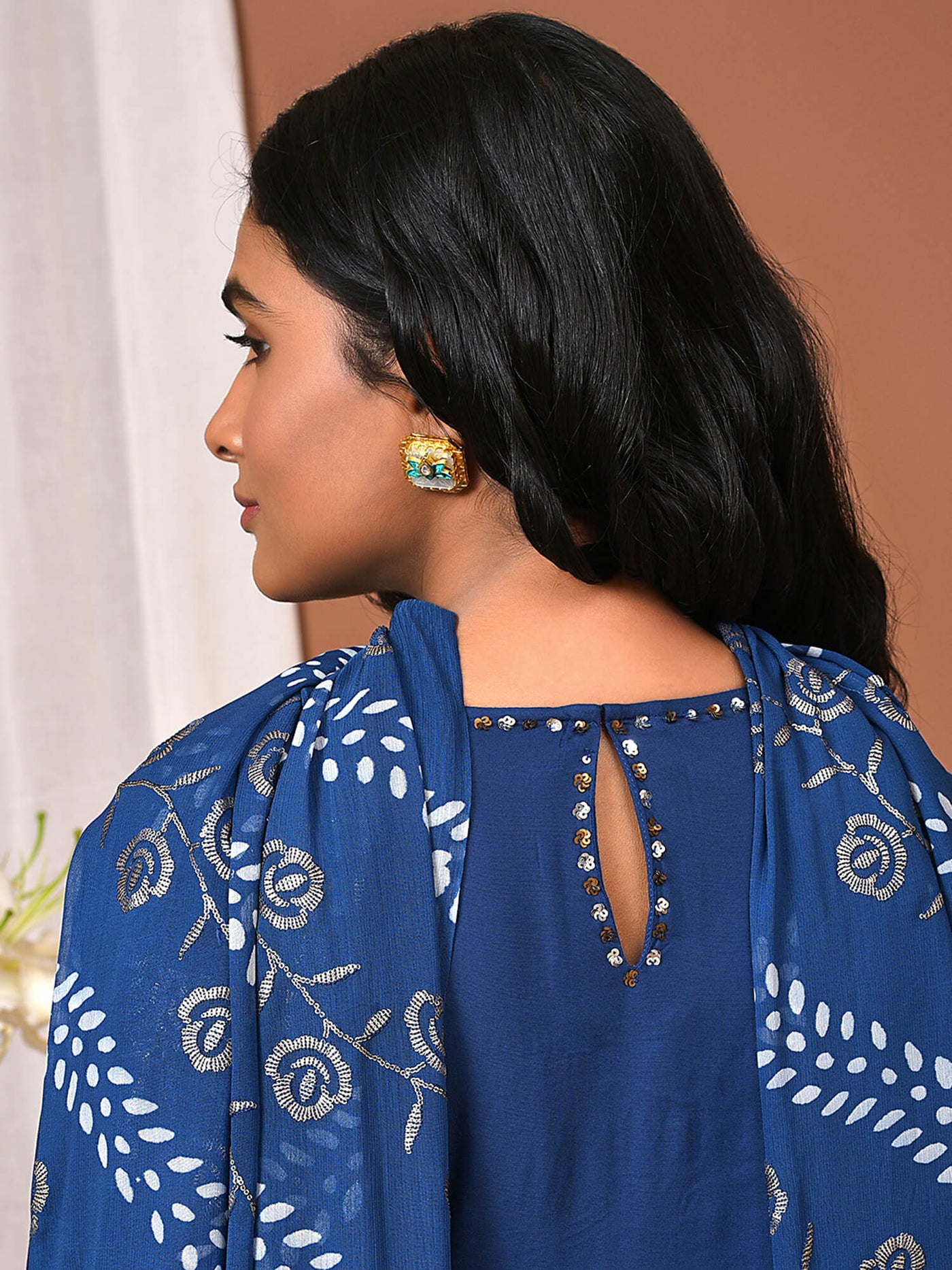 Flow with the Indigo Kurta Pant and Dupatta Set