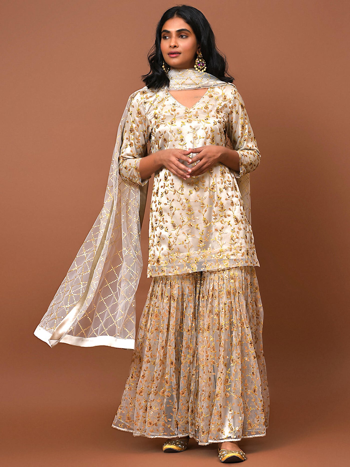 Ivory & Gold Sharara set