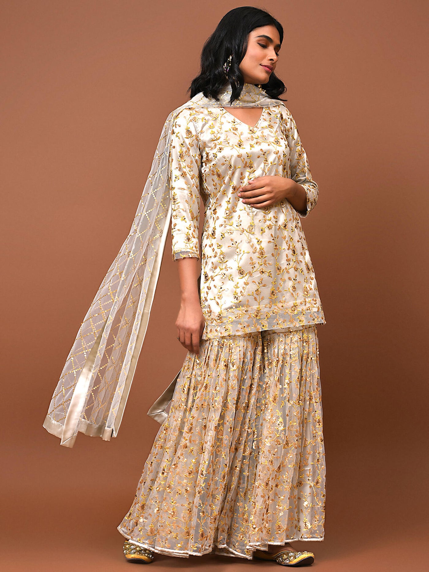 Ivory & Gold Sharara set