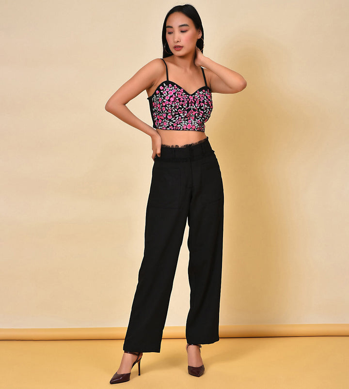 Embroidered black Bralette