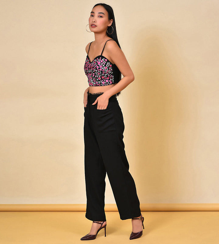 Embroidered black Bralette