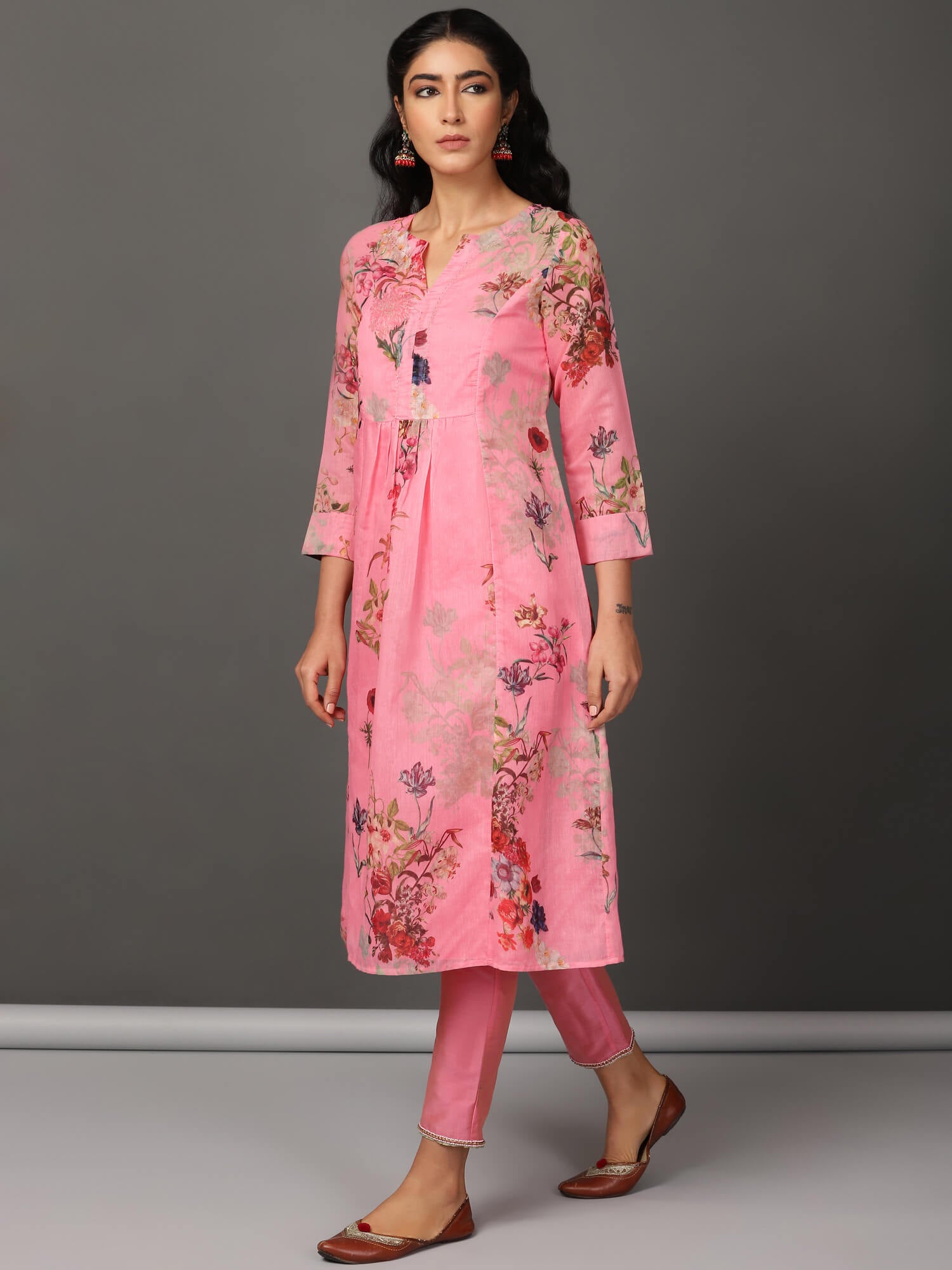 Pink Chanderi Kurta & Pants Set