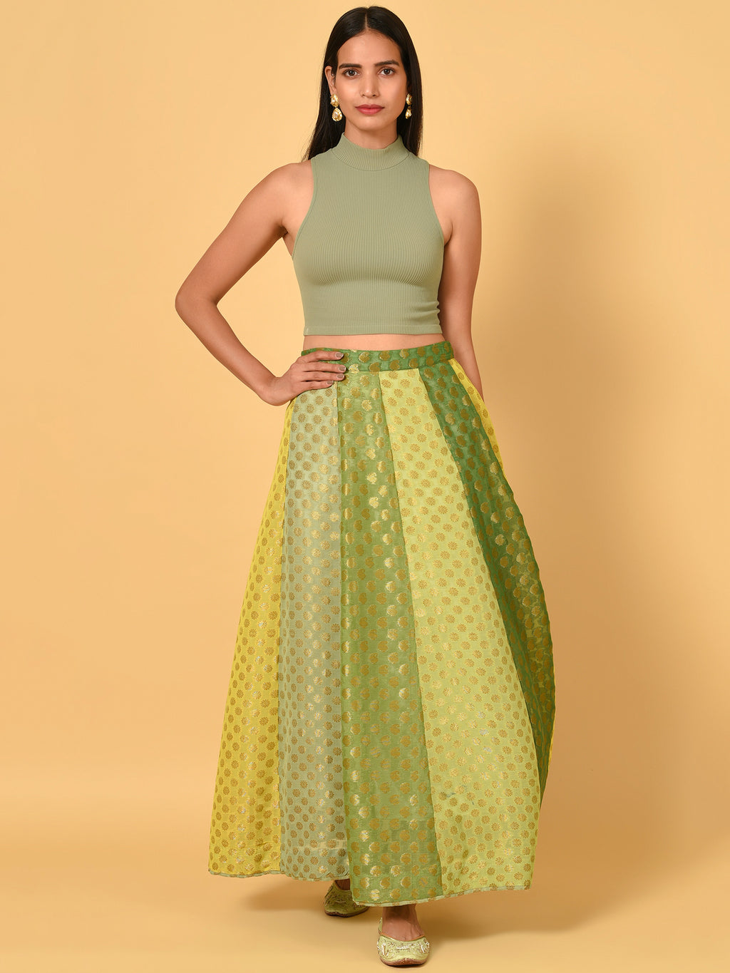 Jacquard Panelled Skirt