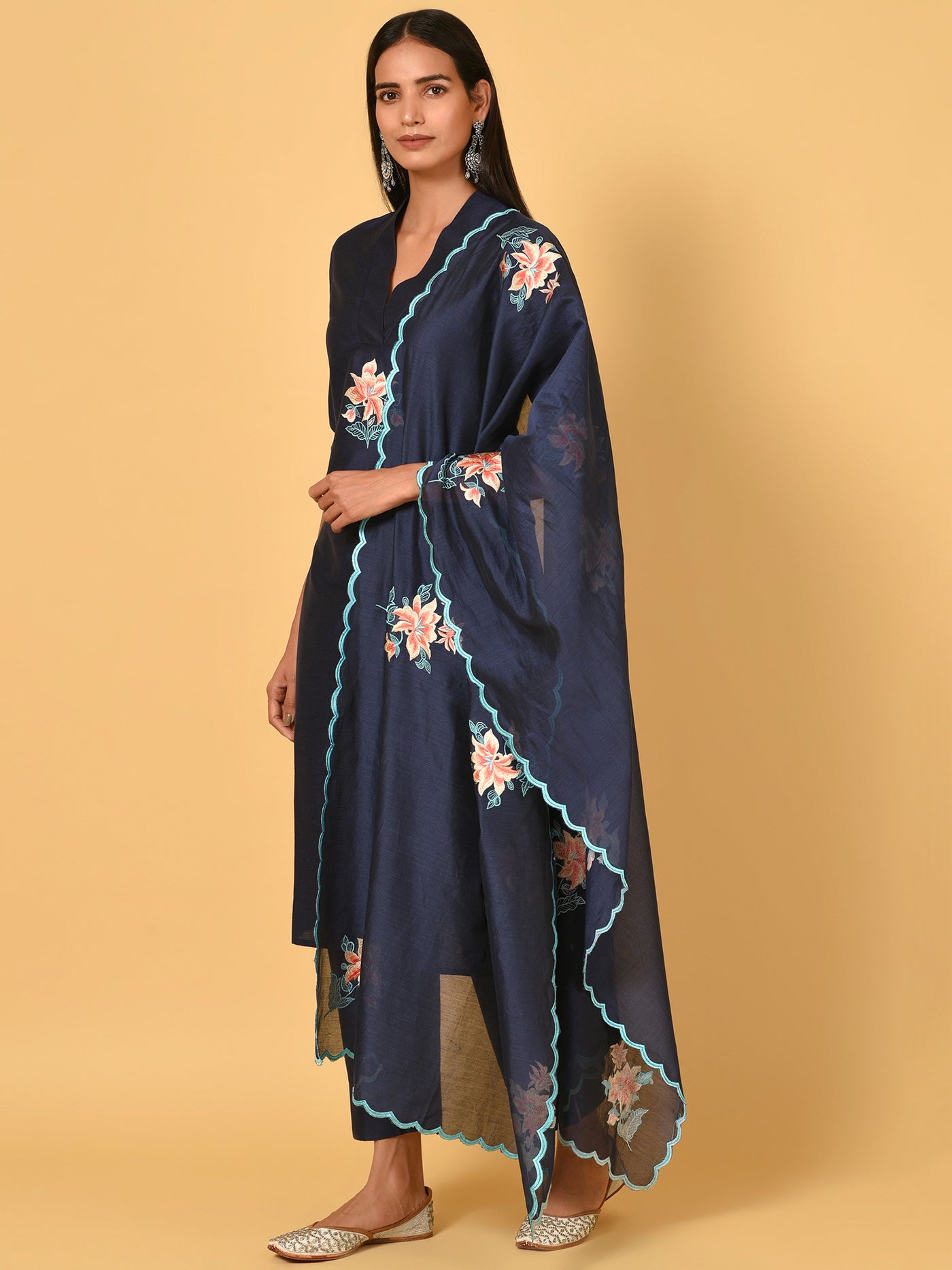 Let's toast the Midnight Kurta Pant and Dupatta set