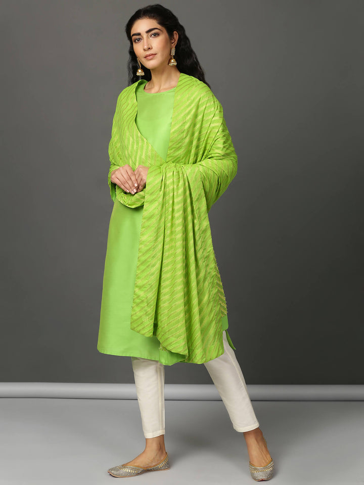 Art Silk Straight Kurta, Pants & Dupatta Set