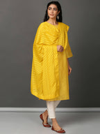Rekha Art Silk Straight Kurta Set with Cigarette Pants & Striped Dupatta