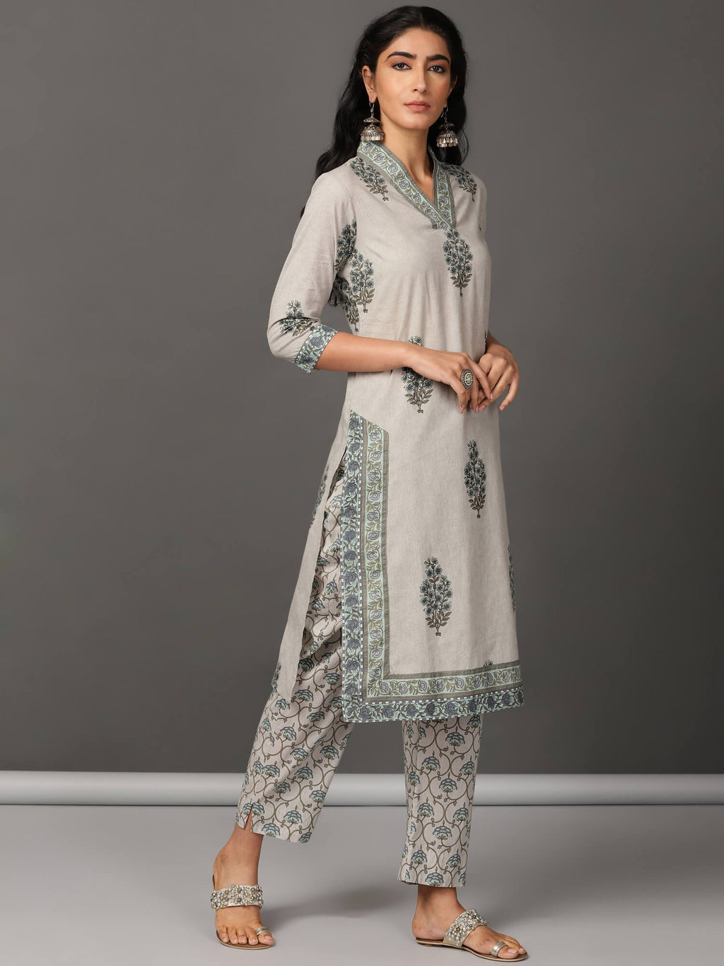Block Printed Mughal Cotton Kurta & Pant Set
