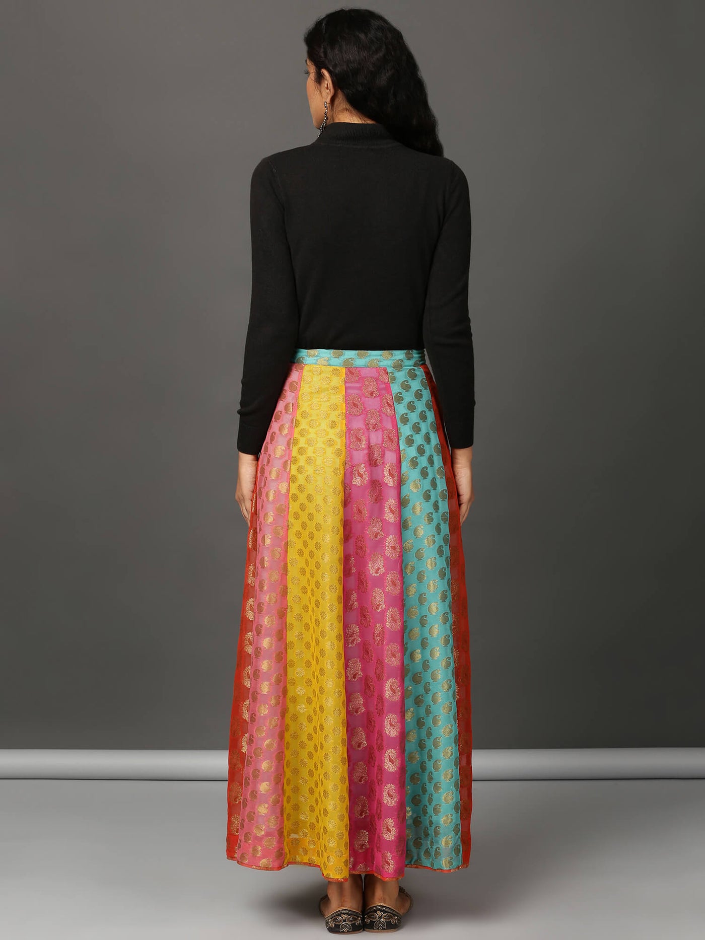 All Pinks Jacquard Panelled Skirt