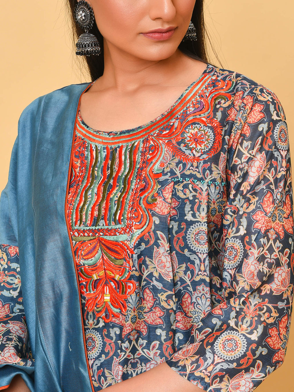 Neel Rust Chanderi Kurta Set