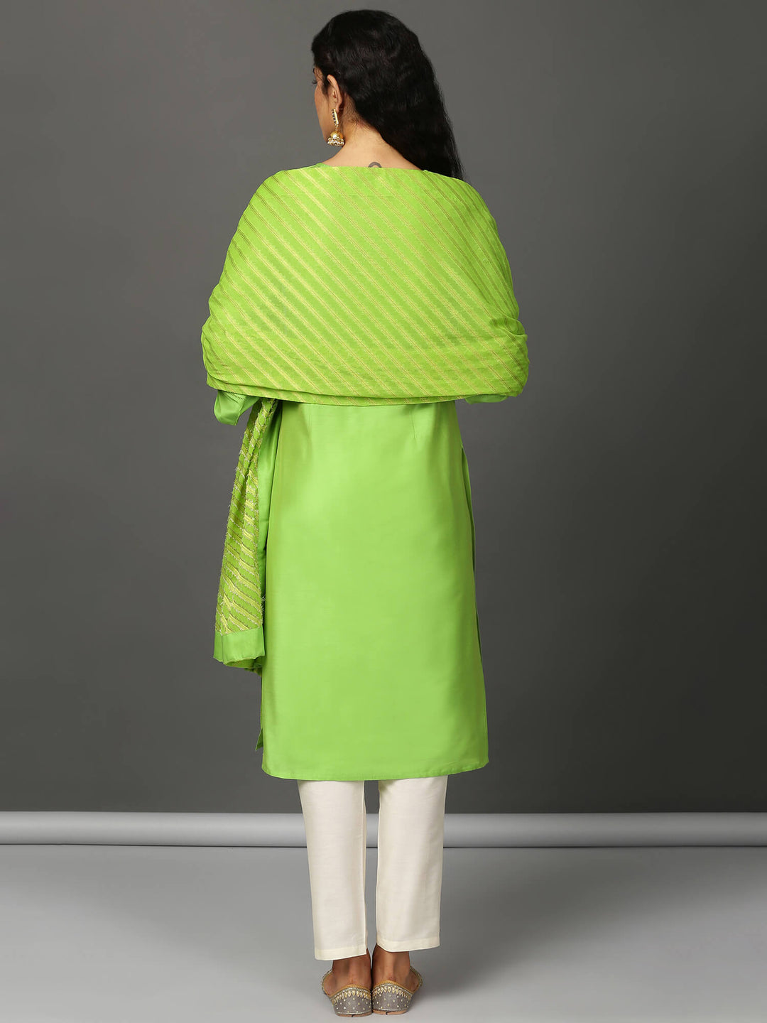 Art Silk Straight Kurta, Pants & Dupatta Set