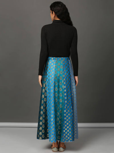 All Blues Jacquard Panelled Skirt