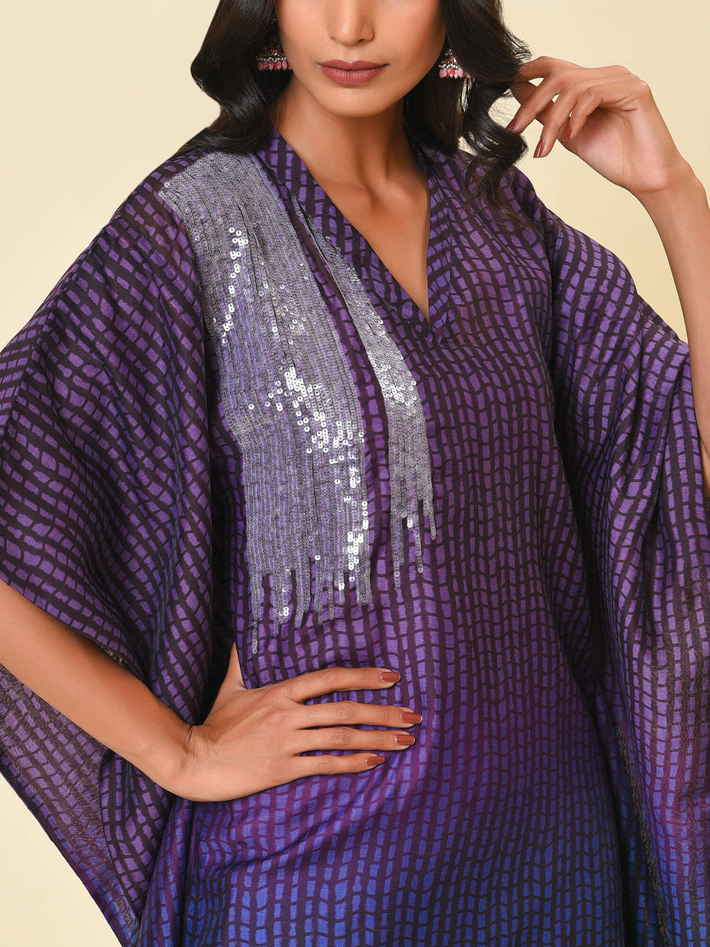 Purple Kaftan Kurta & Pant Set