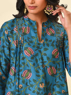 Carefree and colourful printed kurta with colour block pant