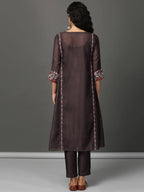 Brown Chanderi Kalidaar Kurta & Pants Set